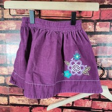 OshKosh B  gosh Girls 4T Corduroy Skirt Floral Embroidered Purple