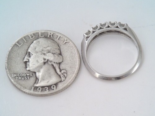 VINTAGE ART DECO 10% IRIDIUM PLATINUM 5 DIAMOND BAND RING sz 5 3/4 - Picture 5 of 9