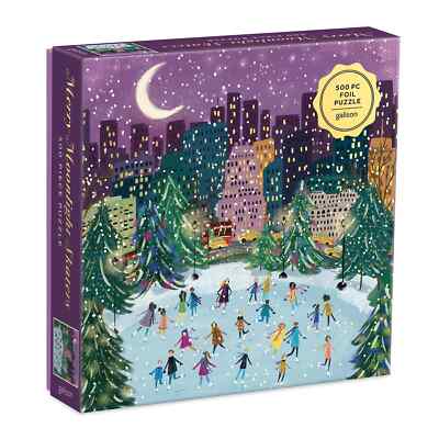 Merry Moonlight Skaters 500 Piece Jigsaw Puzzle Galison New