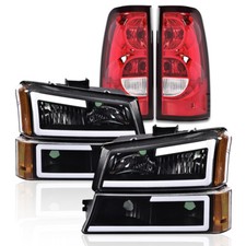 New Fit For 2003-2006 Chevy Silverado Black Led Drl Headlightsred Tail Lights