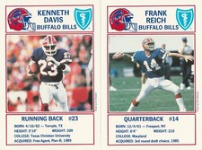 1991 BUFFALO BILLS NFL BLUE SHIELD LARGE CARDS FRANK REICH & KENNETH DAVIS