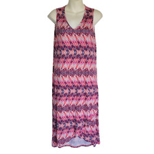 DESIGN HISTORY MS SIZE MEDIUM Pink Multicolor  GEO PRINT TULIP HEM KNIT DRESS