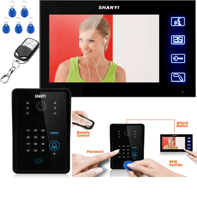 7 Lcd Rfid Password Video Door Phone Doorbell Intercom System Camera Touch Key