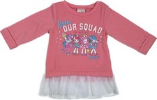 Shopkins Kids Pink White Long Sleeve Polyester Ruffled Hemline Sweatshirt Sz 4