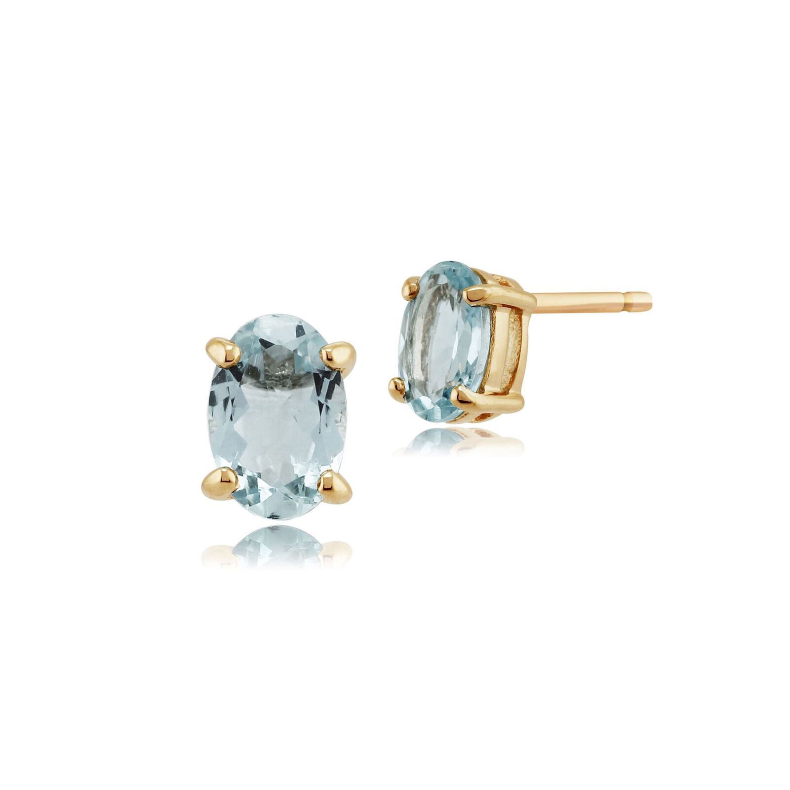 Classic Oval Aquamarine Stud Earrings in 9ct Yellow Gold 6x4mm