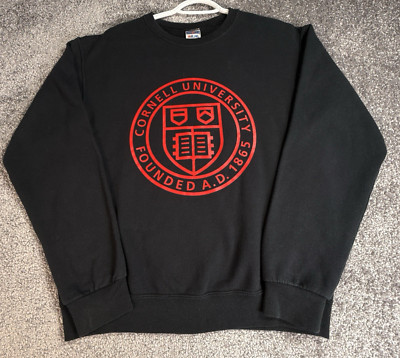 CORNELL UNIVERSITY SWEATSHIRT MENS SMALL LONG SLEEVE BLACK COTTON JERZEES TAG