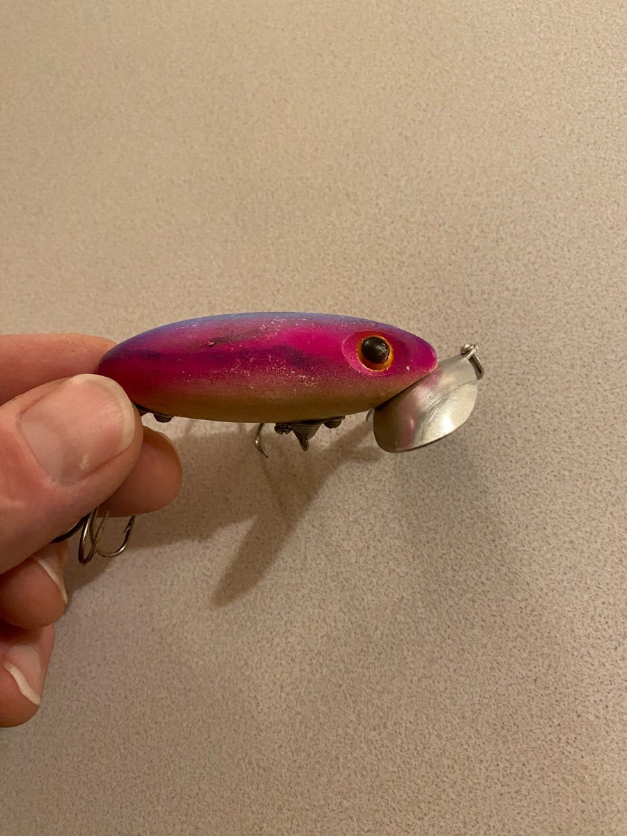 Leurre Vintage Jitterbug Fred Arbogast – Couleur TUF Rosâtre, Topwater, USA