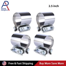 4PCS 2.5 Inch Butt Joint Band Exhaust Clamp Sleeve Coupler T304 Stainless Steel 
