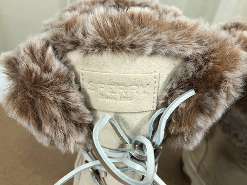 NEW Sperry Womens Torrent Faux Fur Lace-Up Waterproof Suede Boot US 8/39 Ivory - Picture 10 of 12