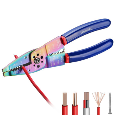 WORKPRO 8'' Wire Stripper/Wire Crimping Tool 10-22 AWG Wire Cutter Cable Stripper