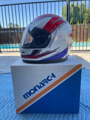 Vintage 90s Monarch Motorcyle Helmet Full Face Shield Model 720 Sz M | eBay
