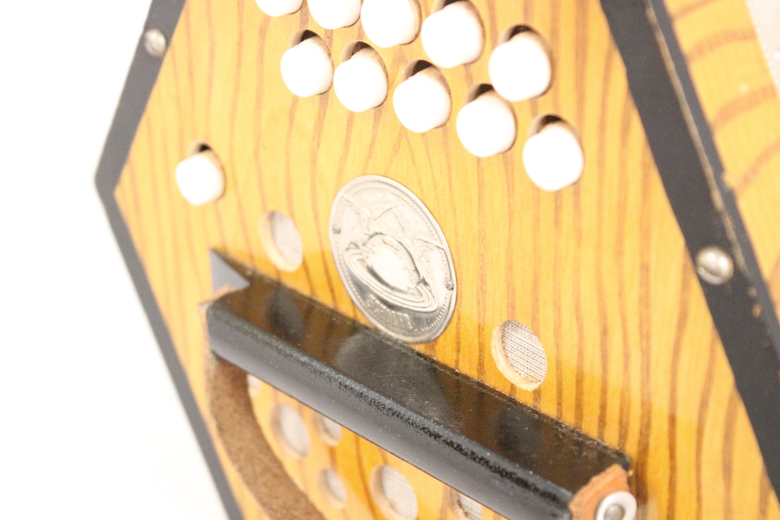 SCHOLER Wooden 20 Button Concertina Button Accordion Floral NEEDS WORK