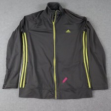 Adidas Jacket Womens Large Climalite Full Zip Activewear Track Mock Neck Gray