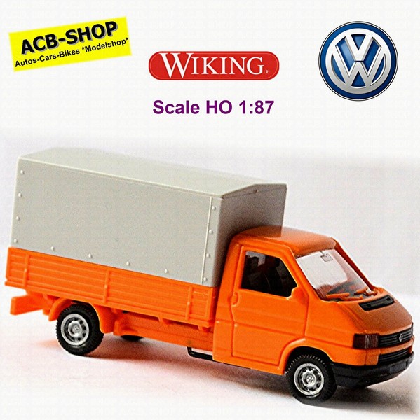 Volkswagen Vw T4 Pritsche / Plane 1990-2003 Orangegelb 1:87 Wiking 298 01-image