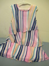 H2 Girls size 7-8 Multicolored Striped 3 Tiered Dress by Wonder Nation