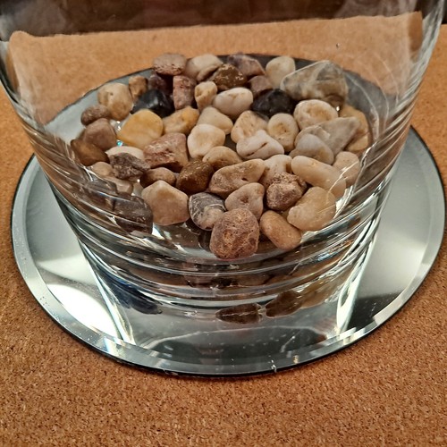 Mirror And Vase Set Decor With Stones 8" Tall Candle Display - 第 9/9 張圖片