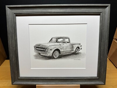 Drawing of a 1969 Chevrolet Cheyenne C10 Pickup Truck #2 Pencil Sketch Picture