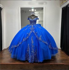 Royal Blue Quinceanera Dresses Beaded Lace Applique Sweet 15 16 Ball Gowns