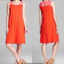 EILEEN FISHER Orange Pink Colorblock Cut-Out Jersey Knit Shift Dress PP = 2/4 P