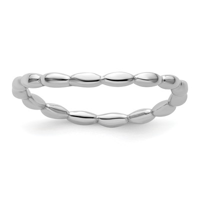 Massiver Sterlingsilber stapelbare Ausdrücke polierter Rhodiumplatte Wellenring
