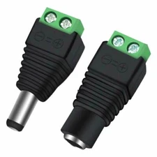 1 Pair Male & Female 5.5mm x 2.1mm DC Power Connector Jack Plug 12V 24V