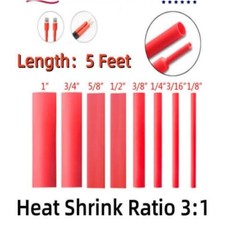 5 Feet Red 3:1 Heat Shrink Tubing Ratio Wire Cable Wrap Sleeve Marine Grade