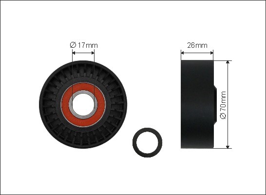 CAFFARO 500256 Tensioner Pulley, V-ribbed belt for SSANGYONG