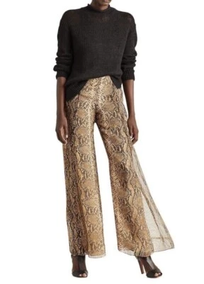 NWT Ralph Lauren Collection Purple Label Snakeskin Python Silk Palazzo Pants 10 - Photo 1/4