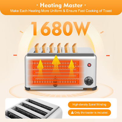 1680W 6 Slice Toaster Commercial Conveyor Toaster Electric Bread Baking Machine