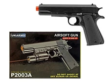 7.75" Black Spring 1911 Replica Airsoft Pistol Handgun Gun P2003A w/BBs NO LASER