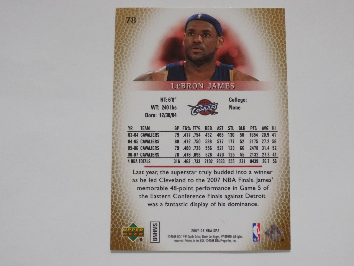 2007-08 Upper Deck SP Authentic Card #78 LeBron James MVP