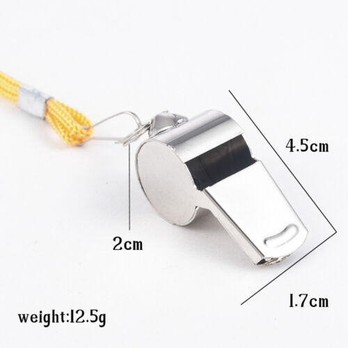 HOT Metal Football Soccer Sport Referee Whistle & Lanyard Emergency Survival US - Picture 7 of 12