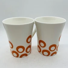 Mikasa Circle Chic Orange & White Porcelain Mugs NWOT Set Of 2