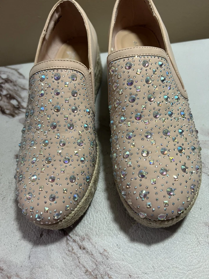 Zapatos Mujer Andiamo Rubor Rosa Alpargata Plataforma Adornado Sin Cordones Talla 8 Foto 3 de 4