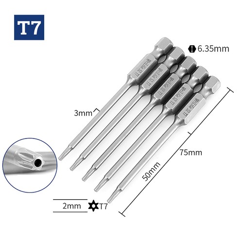 5PCS 50/75mm Offset Tamper Proof Torx Bit Set Security Screw Holder Screwdriver - Picture 26 of 37