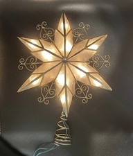 Kurt Adler Capiz Shell Illuminated Tree Topper Star Metal Filigree Scroll Veg