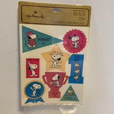 Snoopy Woodstock Vintage Seal Stickers Peanuts Hallmark Award