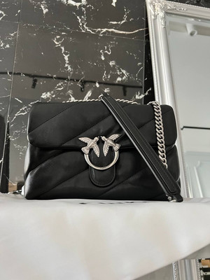 OUTLET PINKO Love Puff Classic Medium Size Crossbody Shoulder Bag Black Leather