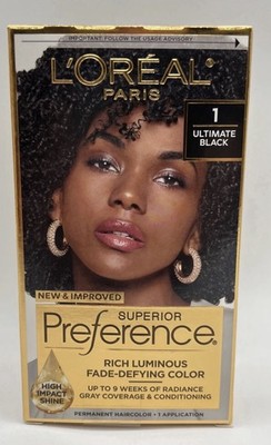 L'Oreal Superior Preference Permanent Hair Color #1 Ultimate Black 1 Pack