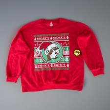 Buc-ee's Bucees Ugly Christmas Sweatshirt XL Red Santa Beaver Crewneck NWT