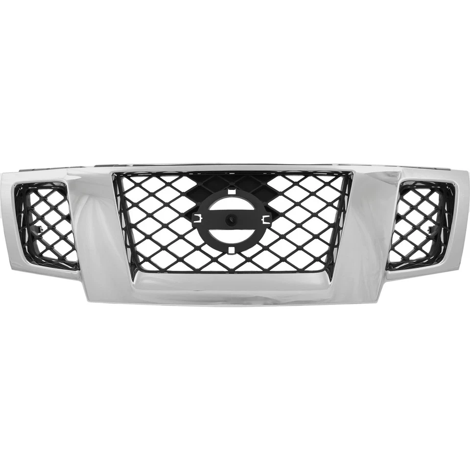 Fit For 2009-2021 Nissan Frontier Grille Assembly Chrome Shell w/ Black Insert - Image 2 of 4