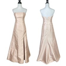 ALFRED SUNG D764 Cameo NWT 2 Strapless Satin Trumpet Gown with Front Slit