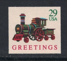 Scott 2719- Toy Train, Booklet Issue- MNH (S/A) 29c 1992- mint unused Christmas