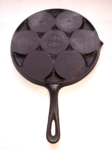 GRISWOLD #34 SWEDISH PANCAKE PLETT PAN 2980CLEANED AND SEASONED