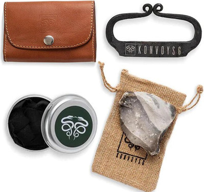 The Artisan Heritage Fire Kit   Hand-Forged Carbon Steel & English Flint in a Pr