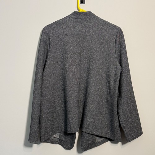 Eileen Fisher Women's Large Organic Cotton Linen Blend Open Front Grey Jacket - Picture 2 of 4
