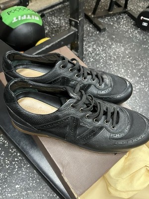 Louis Vuitton Black Leather And Nylon Low Top Sneakers Size 10
