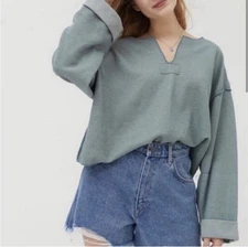 Urban Outfitters Jax Inside Out Notch Neck Top Size Large Boxy Oversized Shirt