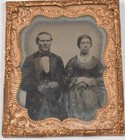 Antique Tin Type Photo Family Man Woman Husband Wife in Case Photograph