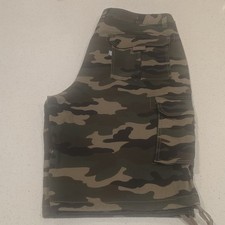Pro Club Men's Camouflage Cargo Shorts Canvas Cotton Flat Front Button Pockets